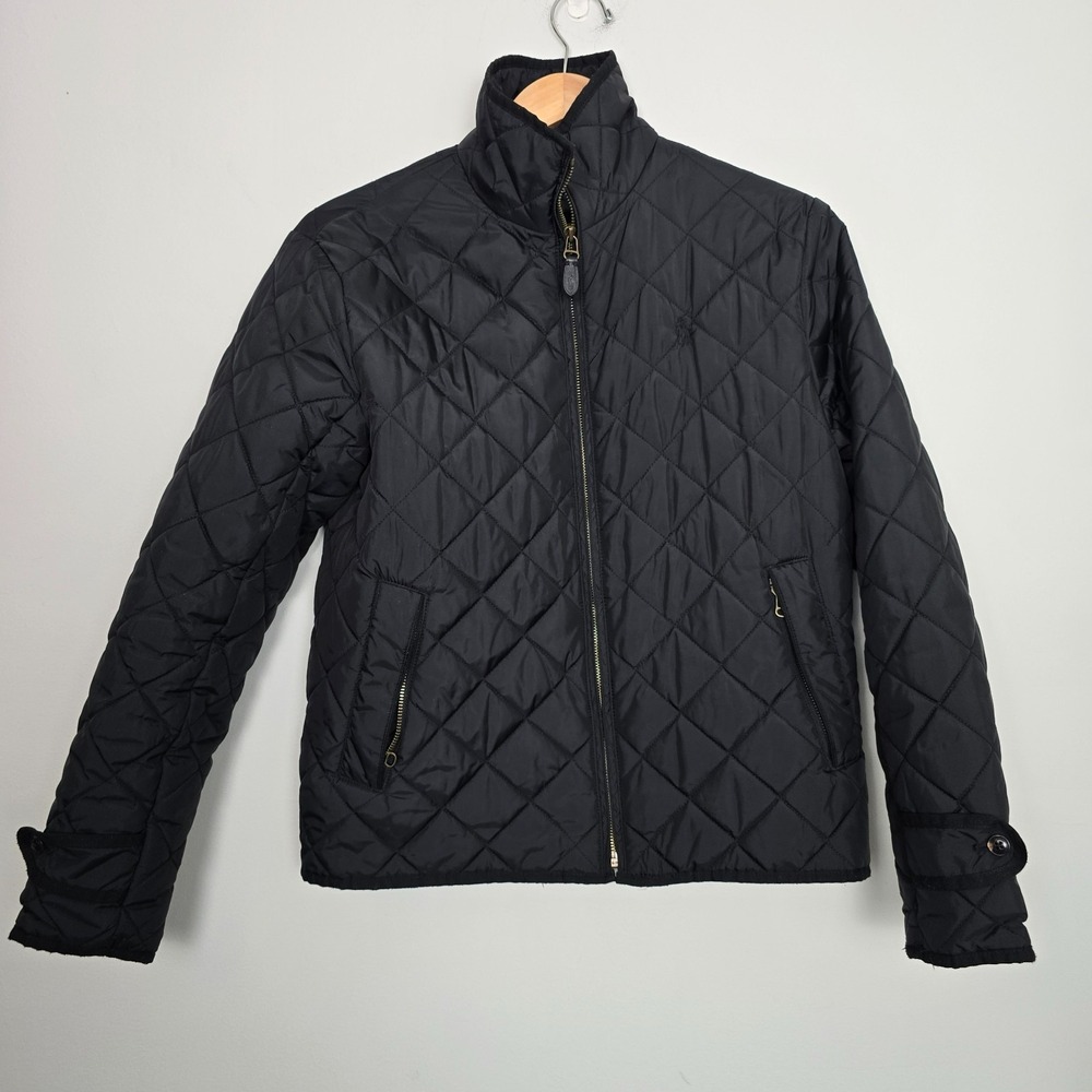 Ralph Lauren Sport Women Diamond Quilted Jacket Medium Equestrian Classic Preppy - Picture 2 of 10